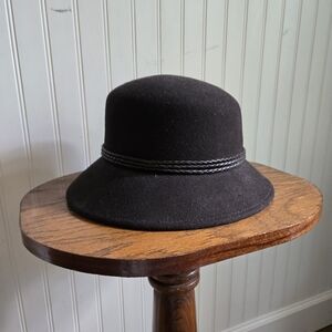 Nine West Brown Wool Hat with Braided  Trim